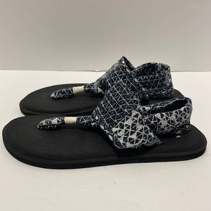 Sanuk Yoga Sling 1094465 Women’s Size 7 Sling 2 Print Black Ojai Folk Sandals